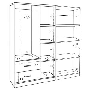 Wardrobe 5-wing Caesar Hm21234.02 melamine in sonam color 150x42.5x181cm.