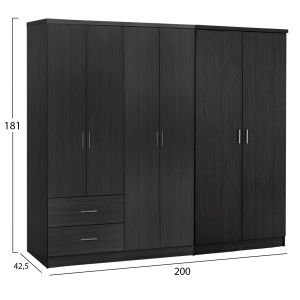 Гардероб 6-крилен Blakely HM21235.01 меламин в цвят зебрано 201x43x181всм.
