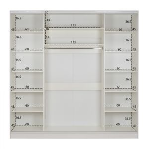 Гардероб Adler с 3 врати слайд бял с огледало Hm2462,03 240x60x240cm