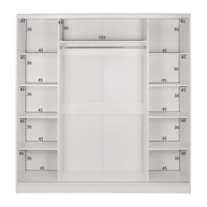 Wardrobe Adler with sliding doors white with mirror Hm2435,03 200x60x210hm
