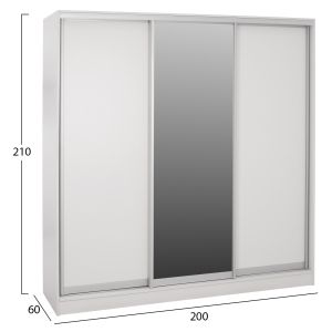Wardrobe Adler with sliding doors white with mirror Hm2435,03 200x60x210hm