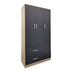 Athos wardrobe with six doors, sonoma-anthracite color, 180x42x240cm