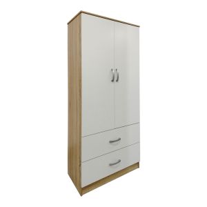 Athos wardrobe with six doors, sonoma-white color, 240x42x240 cm