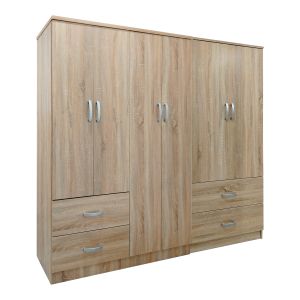 Athos wardrobe with six doors, Sonoma size, 200.5x42x180 cm