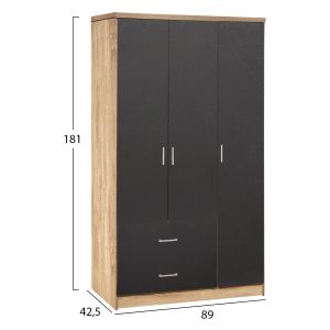 Гардероб Caesar с 3 врати Hm340,04 цвят сонома 89,2x42x181cm