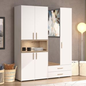 Wardrobe Donald 4k2f1o b227 white/oak color 179x57x227cm
