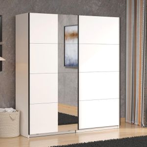 Гардероб Gard в бял цвят с огледало с размери 195x61x218см