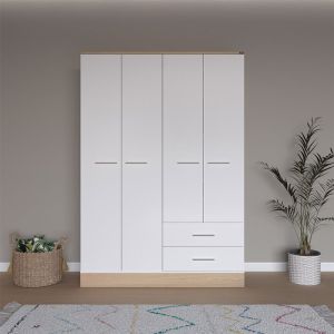 Harmony wardrobe with four doors in oak-white color 137x52x198cm