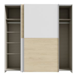 Гардероб Jolite с 2 врати с рафтове от меламин цвят бял/дъб 190x61x190,5cm