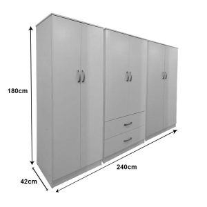 Lego I wardrobe with six doors, white, 240x42x180 cm