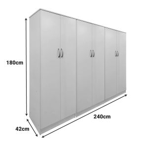 Lego II wardrobe with six doors, white, 240x42x180 cm