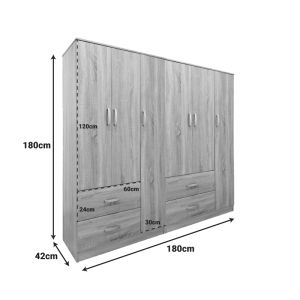 Lego Sonoma wardrobe with six doors 180x42x180 cm