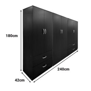 Lego wenge wardrobe with six doors 240x42x180 cm