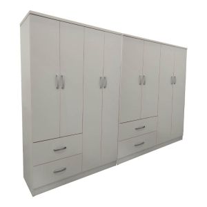 Lego wardrobe with eight doors, white, 241x42x181cm