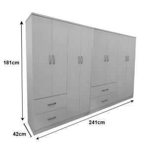 Lego wardrobe with eight doors, white, 241x42x181cm