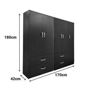 Lego wardrobe with five doors, wenge, 170x42x180 cm