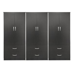Lego wardrobe with six doors and drawers, wenge, 240x42x180 cm