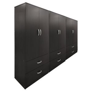 Lego wardrobe with six doors and drawers, wenge, 240x42x180 cm