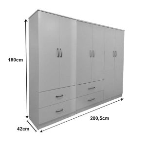 Lego wardrobe with six doors, white, 200.5x42x180cm