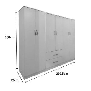 Lego wardrobe with six doors, white, 200.5x42x180cm