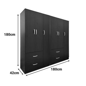 Lego wardrobe with six doors, wenge, 180x42x180 cm