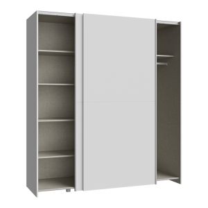 Wardrobe Noez I with 2 doors and shelves in white color 170.5x61x190.5cm