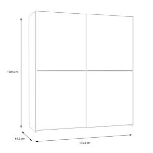 Wardrobe Noez I with 2 doors and shelves in white color 170.5x61x190.5cm