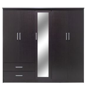 Гардероб Olympus 5 врати чекмеджета и огледало цвят венге