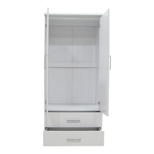 Wardrobe Olympus with 2 doors and drawers in white 81x57x183