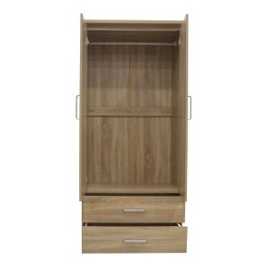 Wardrobe Olympus with 2 doors and drawers in light oak color 81x57x183