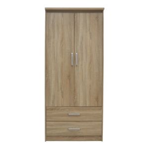 Wardrobe Olympus with 2 doors and drawers in light oak color 81x57x183