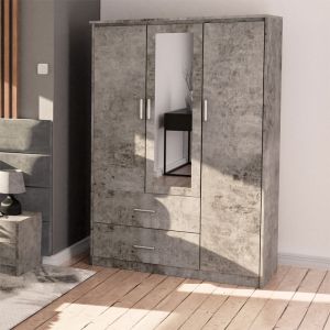 Гардероб Olympus с 3 врати и чекмеджета+огледало цвят антрацит 120x57x183