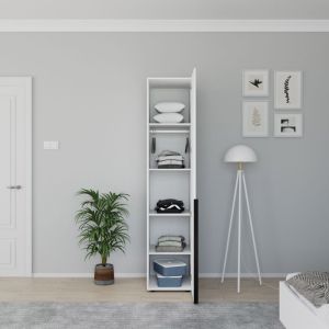 Oryana wardrobe with shelves in white diamond shade 45x62x210cm