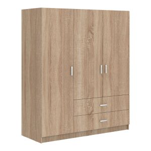 Royal wardrobe with three doors and drawers Sonoma 150x58x230cm