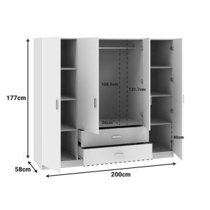 Royal wardrobe with four Sonoma wings 200x58x177 cm