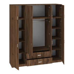 Royal wardrobe with four doors and drawers, walnut-oak, 200x58x230cm