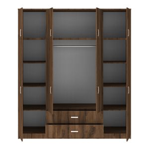 Royal wardrobe with four doors and drawers, walnut-oak, 200x58x230cm