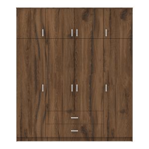 Royal wardrobe with four doors and drawers, walnut-oak, 200x58x230cm