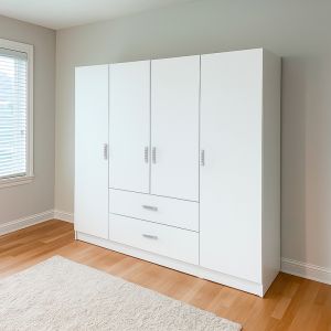 Royal wardrobe with four doors, white, 200x58x177 cm