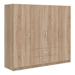 Royal wardrobe with four doors, drawers and attic view Sonoma 200x58x230cm