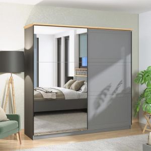 Гардероб Valencia 220 с огледало Gray-artisan Oak-gray Mat 220*62,5*214cm
