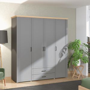 Гардероб Valencia 4k2f Gray-artisan Oak-gray Mat 190*58*210cm