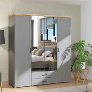 Гардероб Valencia 4k2fo With Gray-artisan Oak-gray Mat Mirror 190*58*210cm