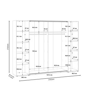 Гардероб Verzo с 4 врати от меламин бял цвят 270,5x61,5x210,5cm