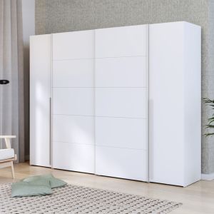 Гардероб Verzo с 4 врати от меламин бял цвят 270,5x61,5x210,5cm