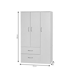 Wardrobe Zelia with 2 doors and drawers in oak color 90x42x180cm