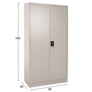 METALLIC WARDROBE HM5959.01 2-WING WITH 5 STORAGE SPACE LIGHT GREY 90Χ40Χ180Hcm.