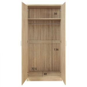 Гардероб с 2 врати цвят сонома Hm368,02 80x42x181