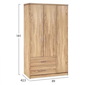 Гардероб с 3 врати Hm340,02 цвят сонома 89,2x42x181