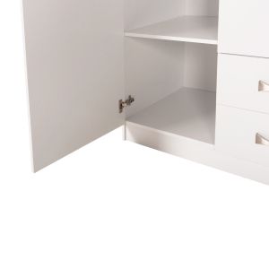 Wardrobe with 3 doors and 2 drawers Carly Hm384,05 white color 150x55χ180hcm